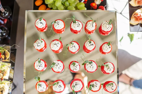 Catering Buffet Table Snacks Appetizers — Stock Photo, Image