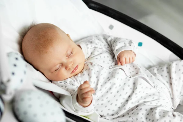 Adorable Baby Sleeps Baby Rocker Room Newborn Concept Close — Stock Photo, Image