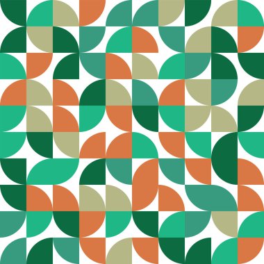 Bauhaus tarzında soyut geometrik desen canlı renkler ve beyaz arkaplanda şekil