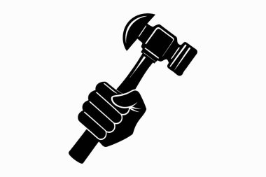 Mutlu İşçi Bayramı vektör silueti İngiliz anahtarı, çekiç, miğfer araçları simgesi