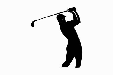 Golf oyuncusu siluet vektör sanat çizimi