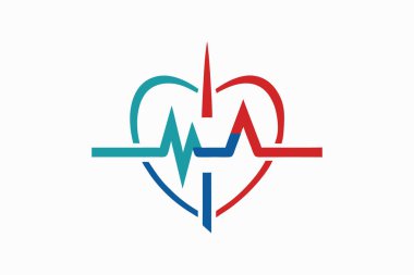 kalp ve kalp atışı sembolü vektör çizimi