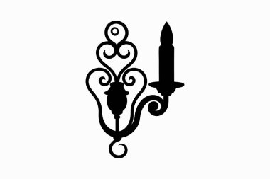 Güzel Duvar siluet Vektör sanat çizimini minimalist siyah fener ile kaplıyor.