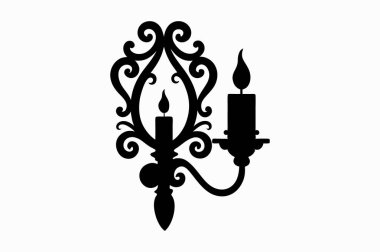 Güzel Duvar siluet Vektör sanat çizimini minimalist siyah fener ile kaplıyor.