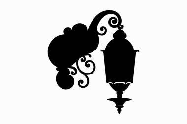 Güzel Duvar siluet Vektör sanat çizimini minimalist siyah fener ile kaplıyor. 