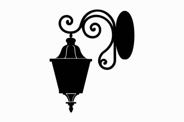 Güzel Duvar siluet Vektör sanat çizimini minimalist siyah fener ile kaplıyor. 