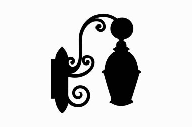 Güzel Duvar siluet Vektör sanat çizimini minimalist siyah fener ile kaplıyor. 