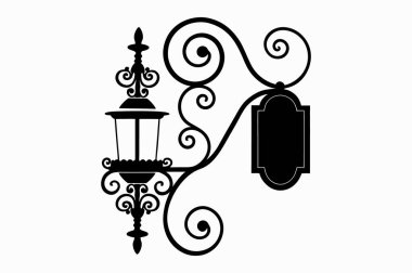 Güzel Duvar siluet Vektör sanat çizimini minimalist siyah fener ile kaplıyor. 