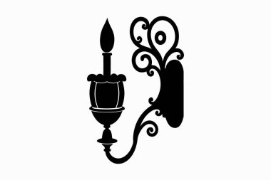 Güzel Duvar siluet Vektör sanat çizimini minimalist siyah fener ile kaplıyor. 