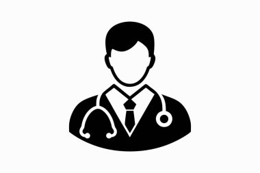 Tıp Doktorları Siyah Siluet Vektör Sanatı İllüstrasyon ve tıbbi üniformalı hastane doktoru