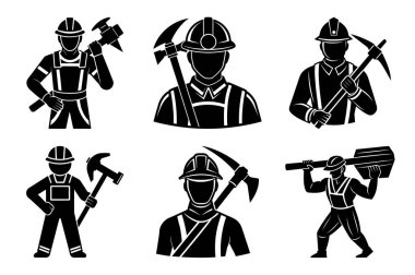 Üniformalı adam. Kontur biçiminde vektör simgeleri kümesi.