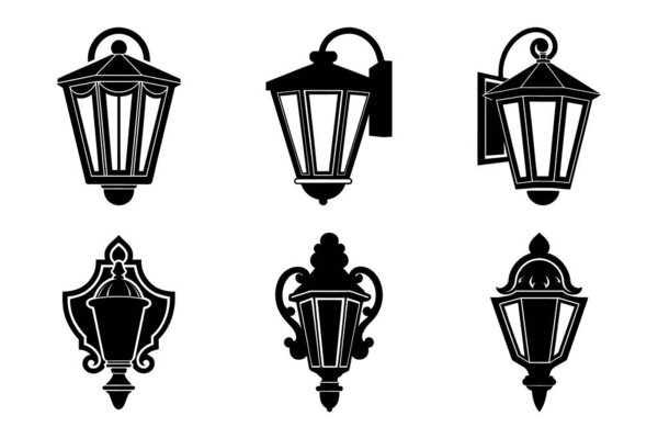 set of street lights. vector illustration