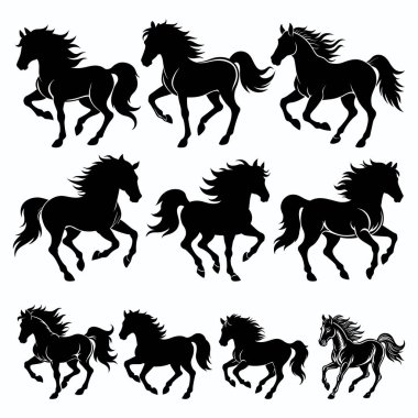 atları siluetleri kümesi