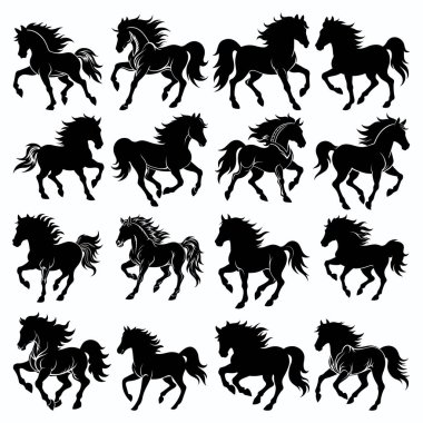 At siluetleri hazır. vektör illüstrasyonu