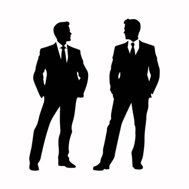 Erkekler beyaz zemin üzerine siluet vektör