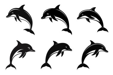 Yunus simgeleri kümesi, vektör illüstrasyonu