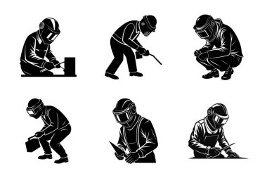 Farklı pozlardaki insan silueti, vektör illüstrasyonu