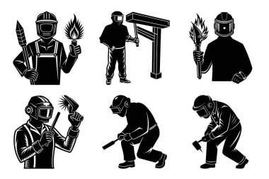 Çeşitli inşaat işçilerinin vektör kümesi