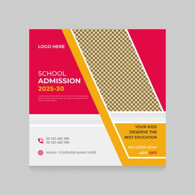 Modern eğitim okulunun sosyal medya pankart şablonu