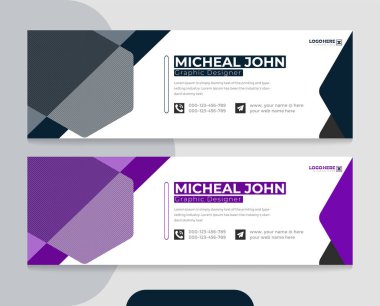 Kurumsal modern e-posta imza şablonu ve e-posta dipnotu veya kişisel sosyal medya kapağı, modern yaratıcı iş e- posta imza şablonu, profesyonel e-posta imza tasarımı