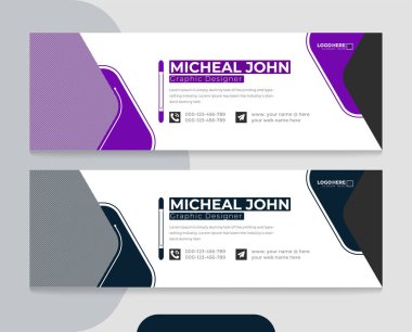 Kurumsal modern e-posta imza şablonu ve e-posta dipnotu veya kişisel sosyal medya kapağı, modern yaratıcı iş e- posta imza şablonu, profesyonel e-posta imza tasarımı