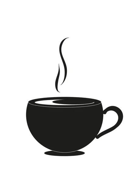 Sıcak Çay Siyah Beyaz Yiyecek Içecekler — Stok Vektör