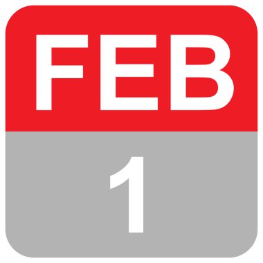 February 1 - day icon - calendar flat clipart