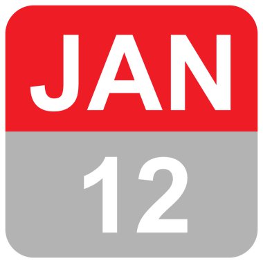 Jan 12 - calendar sign. vector illustration - Month of Jan clipart