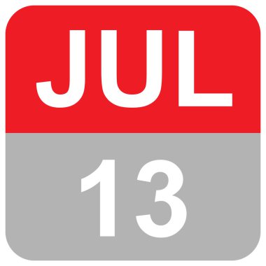 Colorful flat date and month of the July - 13 JULY clipart