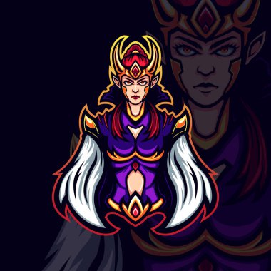 golden horned lady assassins gaming avatar vector mascot