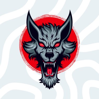 red eyed grey wolf gaming avatar vector mascot