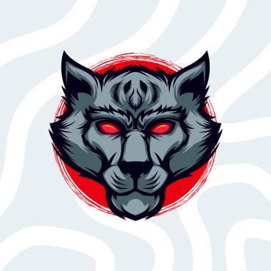 red eyed grey wolf gaming avatar vector mascot