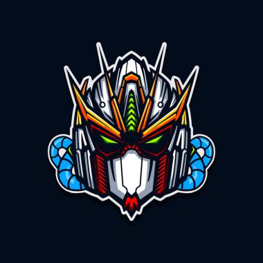 Robot head illustration Cyborg avatar gaming