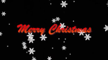Siyah ekranda parlayan parçacıklar ve yeşil ekranlı mutlu noel metinleri. Noel açılış animasyonu. Kış tatili video geçmişi