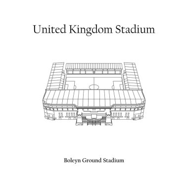 Boleyn Stadyumu 'nun grafiksel tasarımı, Londra City, West Ham United Home Team. İngiltere Uluslararası Futbol Stadyumu. Premier Lig