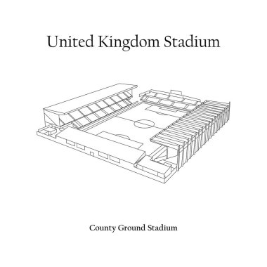 County Ground Stadyumu 'nun grafiksel tasarımı, Swindon City, Swindon Town ev sahibi takımı. İngiltere Uluslararası Futbol Stadyumu. Premier Lig