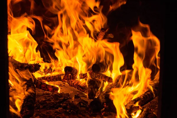 Огонь Пламя Черном Дереве Фон — стоковое фото