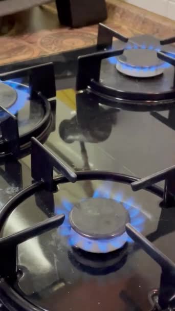 Gaz Ateş Isı Güvenlik Tehlike Yangın Mutfak Çaydanlık Yemek Pişirme — Stok video