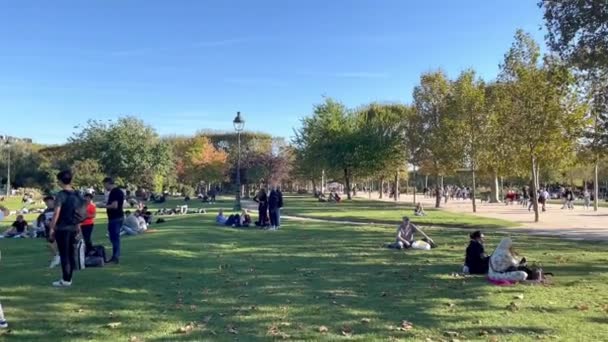France Paris View Eiffel Tower Height High Autumn Spring Nature — Stock Video