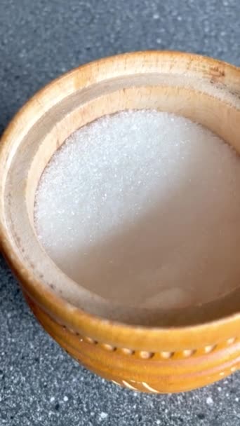 Açúcar Tigela Açúcar Mão Prejudicial Útil Doce Diabetes Cozinha Cozinheiro — Vídeo de Stock