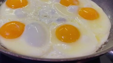 Yumurta, yumurta, kızartma, yağ, tava, mutfak, kızartma, pişirme, protein, lezzetli, sarı, beyaz, çırpılmış yumurta.