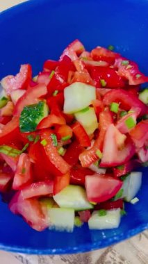Salata, sebze, vitamin, kırmızı, biber, mutfak, domates, salatalık, yağ, aşçı, kase
