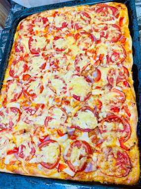 Fırın, pasta, pizza, un, hamur, kalori, yemek, ürün, yemek, lezzetli, iştah açıcı, peynir, domates, biber, evde, mutfak, masa, fırın, fırın