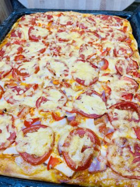 Fırın, pasta, pizza, un, hamur, kalori, yemek, ürün, yemek, lezzetli, iştah açıcı, peynir, domates, biber, evde, mutfak, masa, fırın, fırın