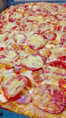 Fırın, pasta, pizza, un, hamur, kalori, yemek, ürün, yemek, lezzetli, iştah açıcı, peynir, domates, biber, evde, mutfak, masa, fırın, fırın