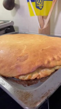 Turta, bayrak, gelenekler, pasta, Ukrayna, ulusal, Ukrayna, hamur, tabak, mutfak, ahşap, aşçı, un, fırın, lezzet, yemek, kalori