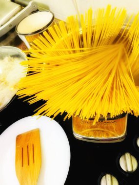 Makarna, spagetti, kaynama, aşçılık, mutfak, soba, yemek, yemek, kaynayan su, tabak, su, kap, un, kullanışlı protein, vitamin, sağlık, vegan