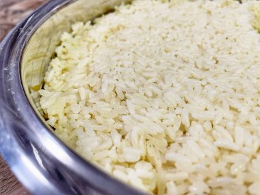 Haşlanmış pirinç, yulaf lapası, tahıl, yemek, yemek, kase, tabak, mutfak, masa, kalori