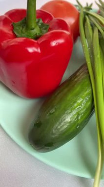 Sebzeler tabakta, vitaminler, bahar, kırmızı, soğan, salatalık, turp, domates, biber, yemek, vegan, organik, vitamin, uzun ömürlü, aşçı, aşk, yaşam.