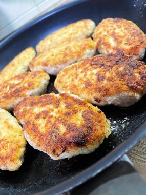 Pirzola, et, kızartma, yemek, tava, yemek, mutfak, yağ